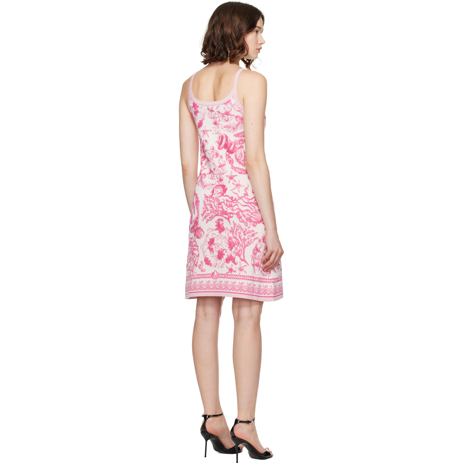  Versace Pink Underwater Barocco A-line Knit Minidress 