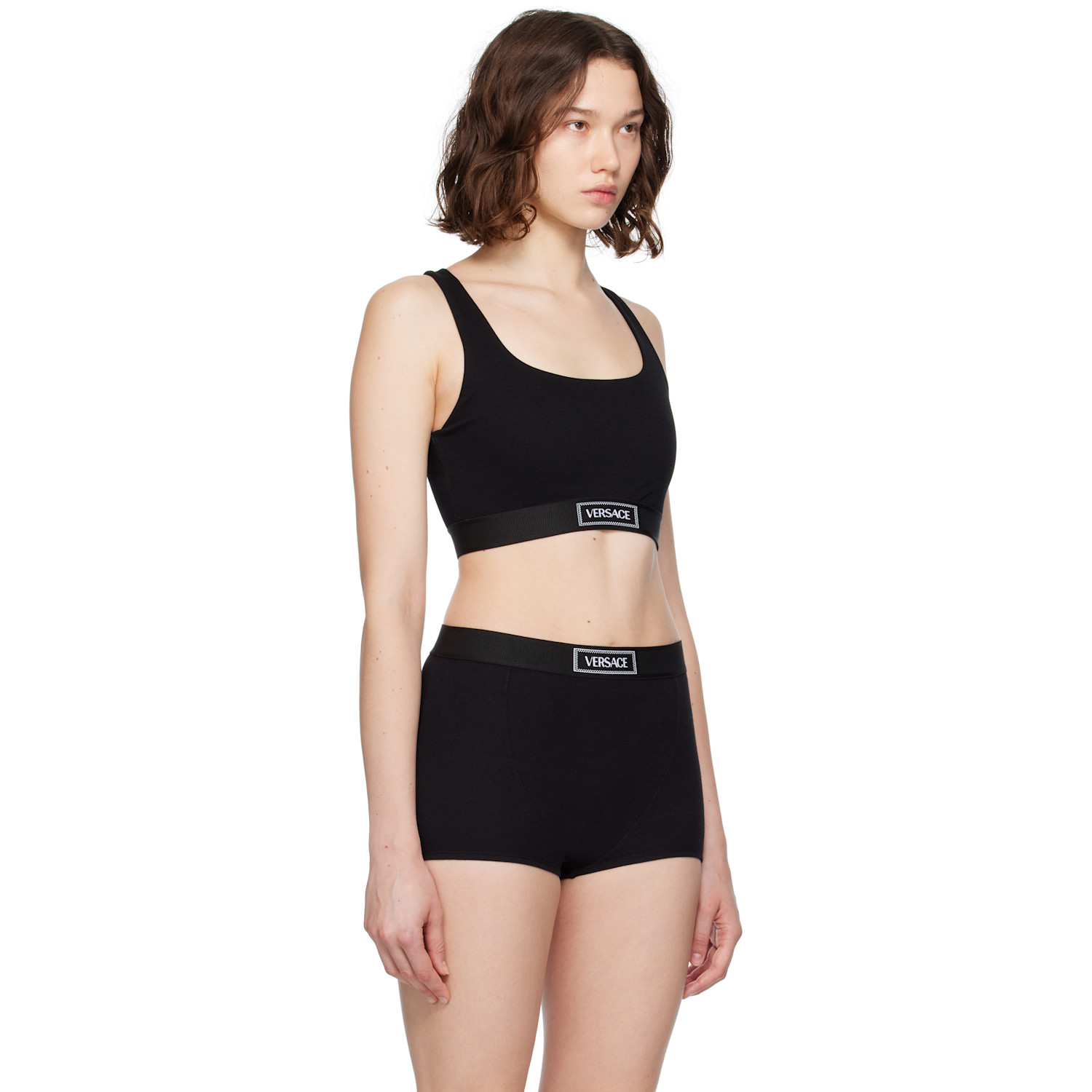  Versace Black 'versace' 90s Elastic Bra 