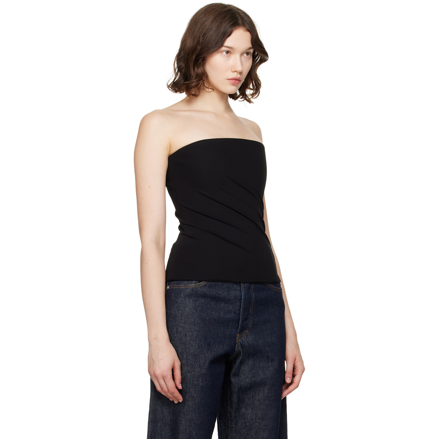  Versace Black Bare Shoulders Top 