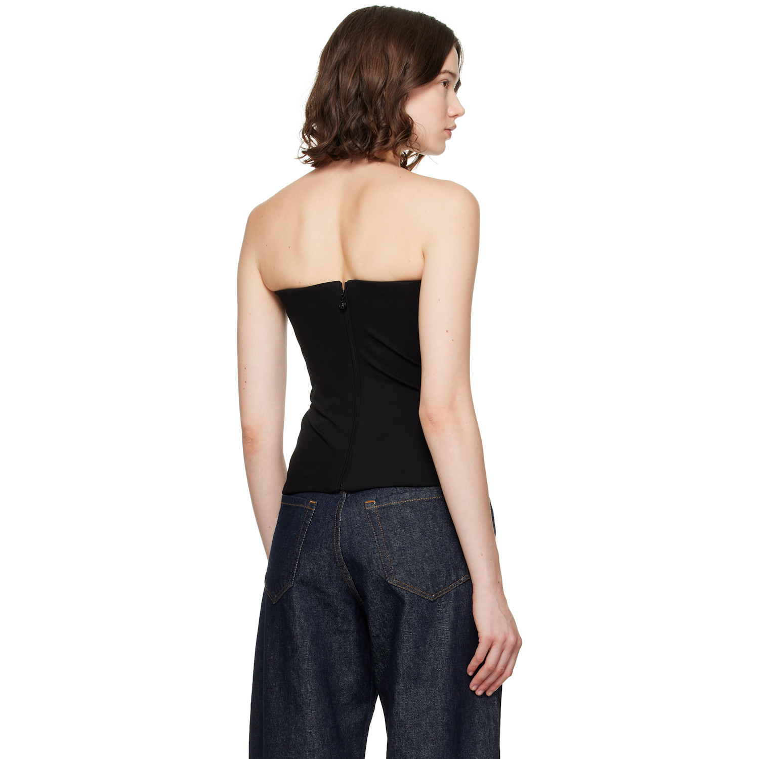  Versace Black Bare Shoulders Top 