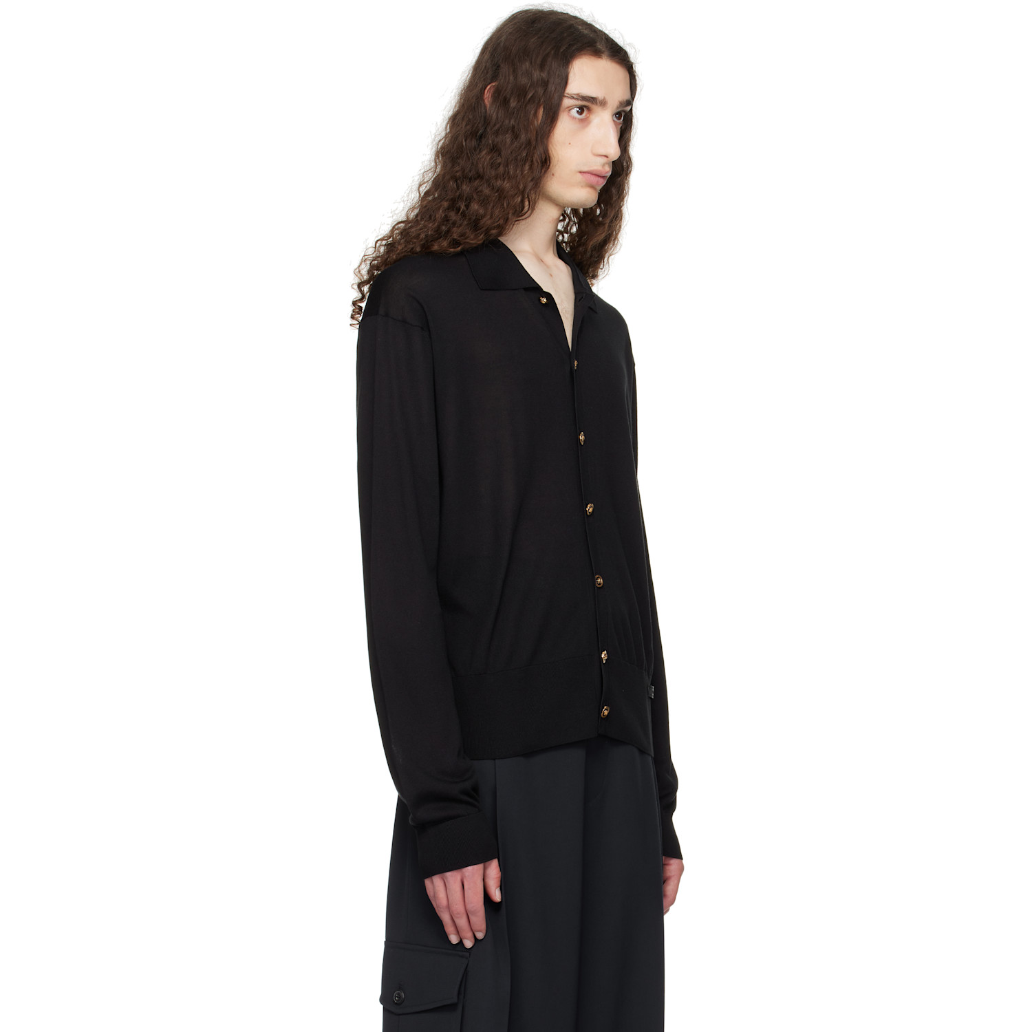  Versace Black Knit Silk Cardigan 