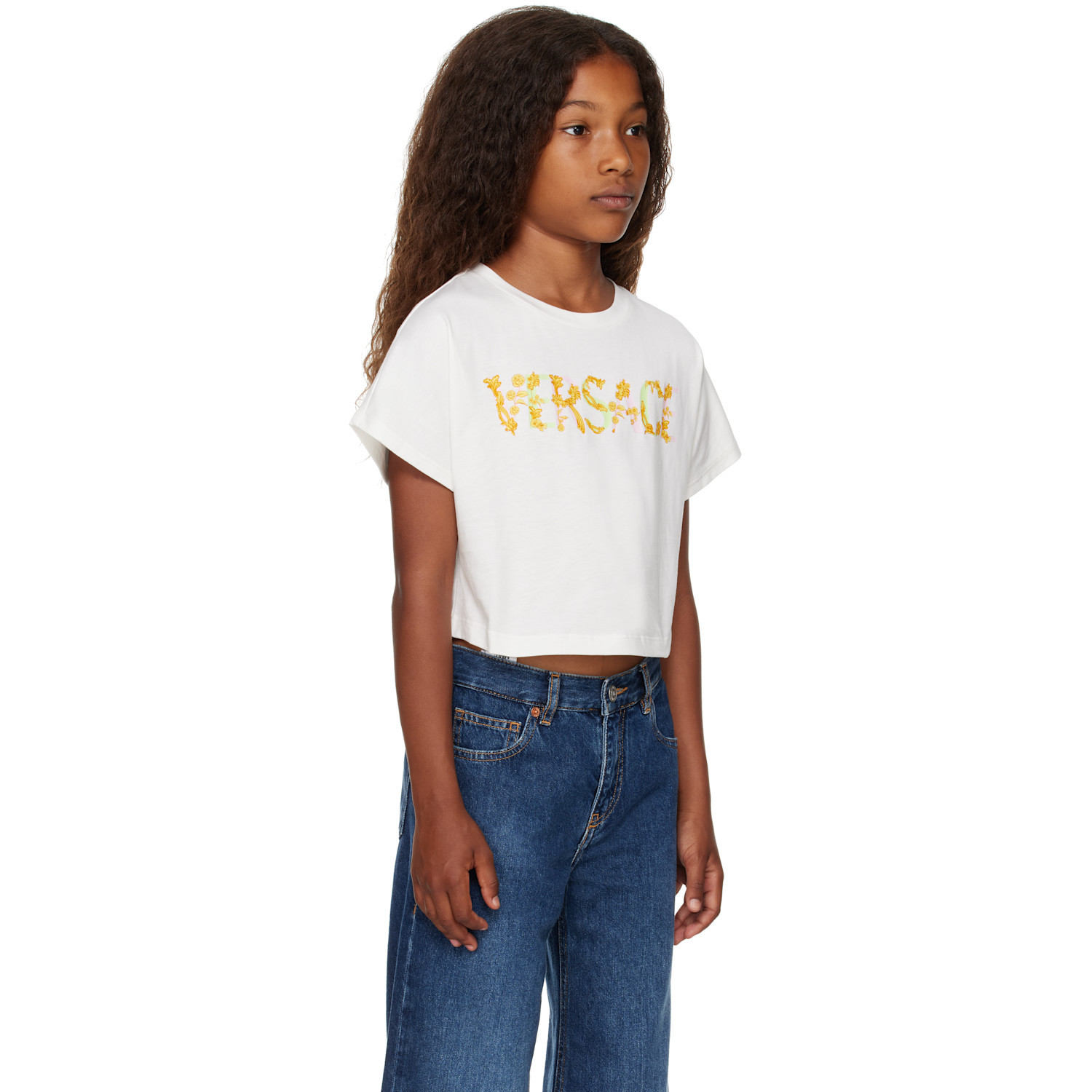  Versace Kids White 'versace' Logo T-shirt 