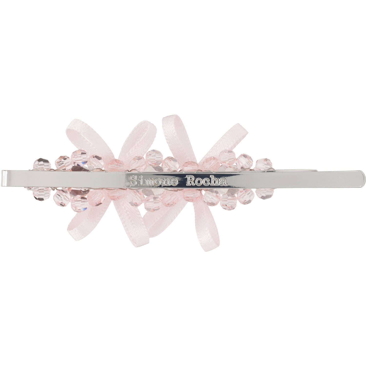 Simone Rocha Pink Petite Bow Detail Flower Hair Clip 