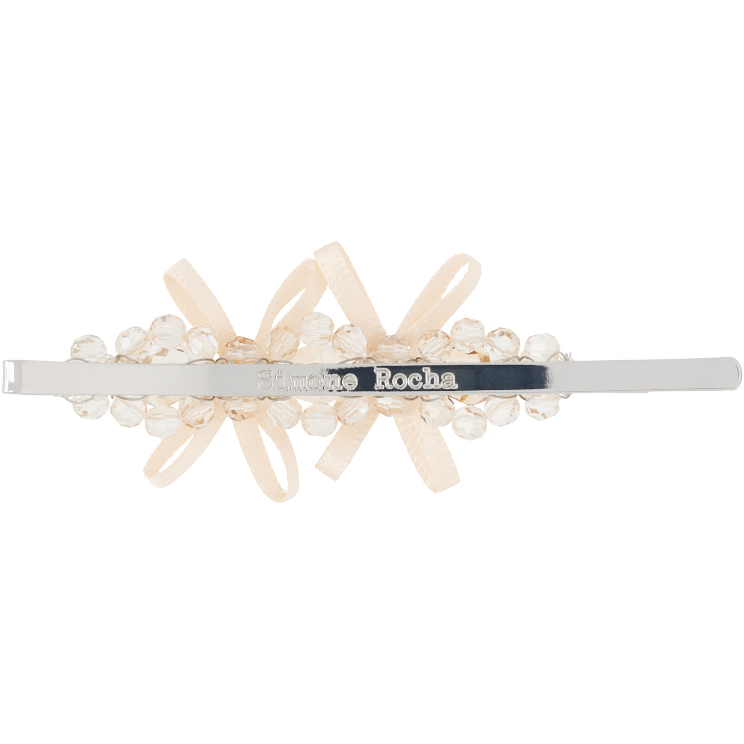  Simone Rocha Beige Petite Bow Detail Flower Hair Clip 