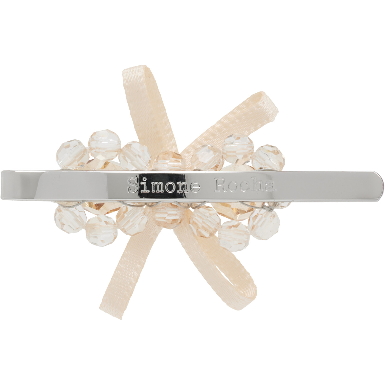  Simone Rocha Beige Petite Bow Mini Flower Hair Clip 