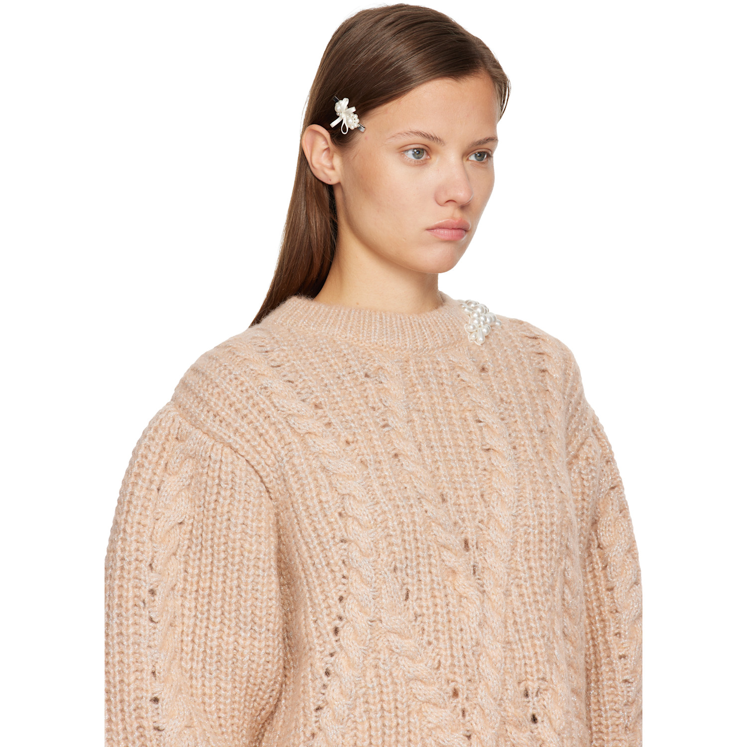  Simone Rocha White Petite Bow Mini Flower Hair Clip 