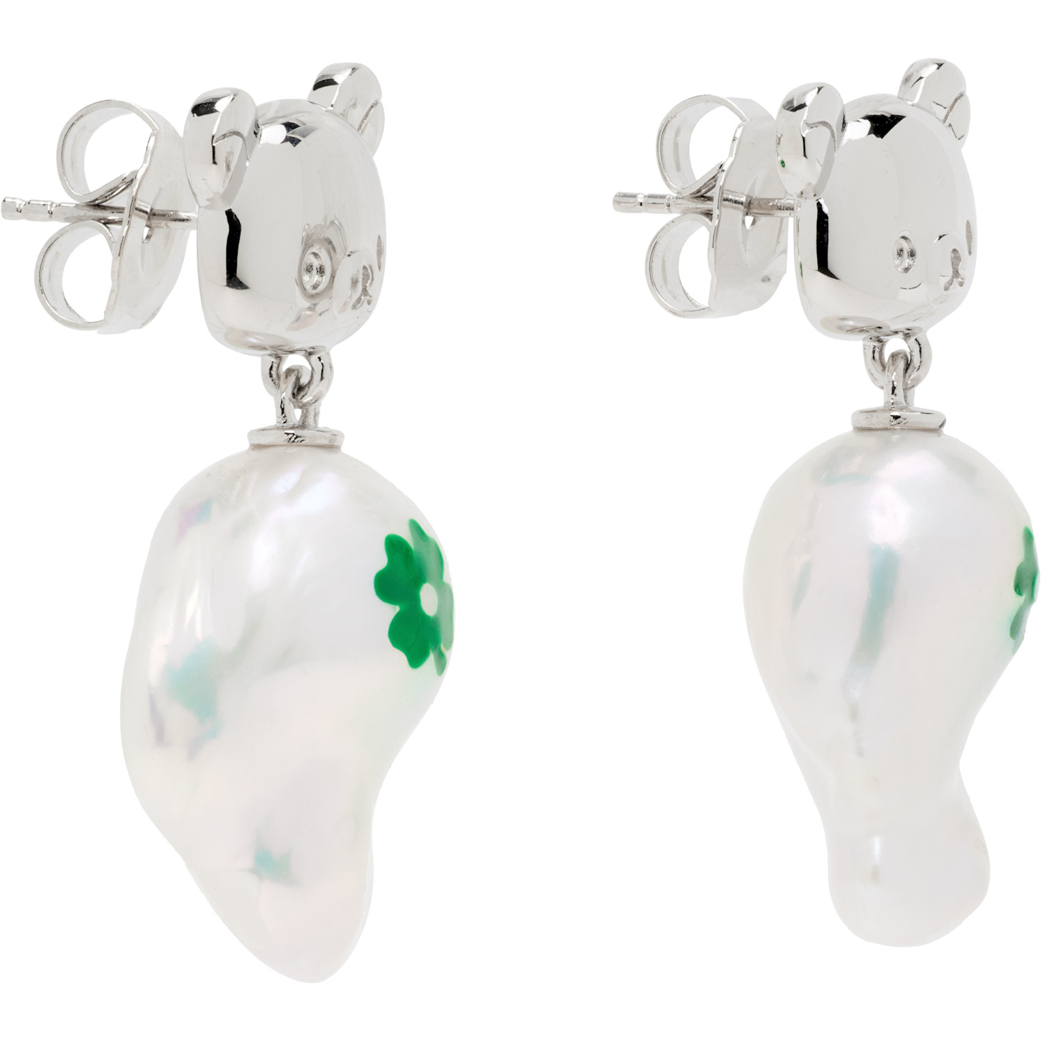  Jiwinaia Rilakkuma Edition Clover Baroque Pearl Earrings 