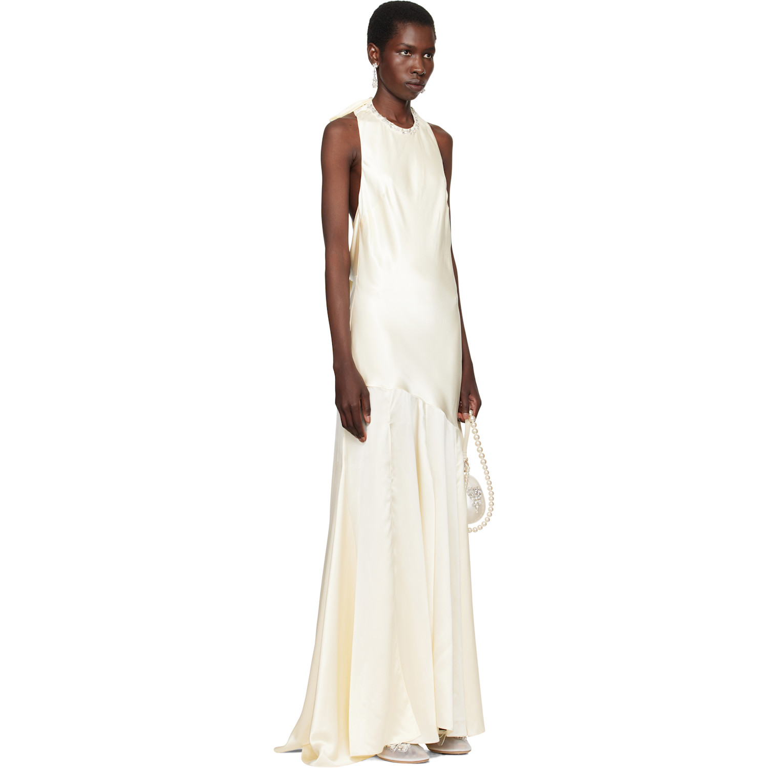  Simone Rocha Ssense Exclusive Bridal Capsule Silk Satin Bow Maxi Dress 
