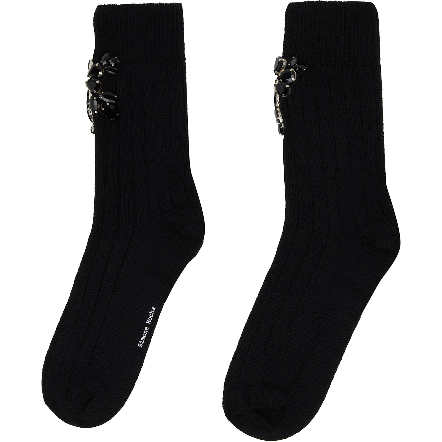  Simone Rocha Black Embellished Rose Ankle Socks 