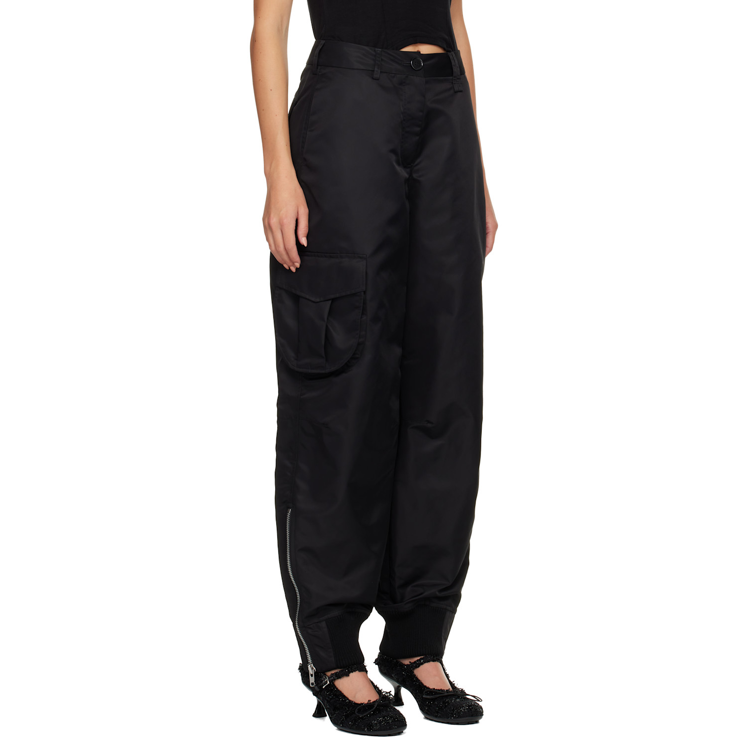  Simone Rocha Black Multi Pocket Ankle Zip Trousers 