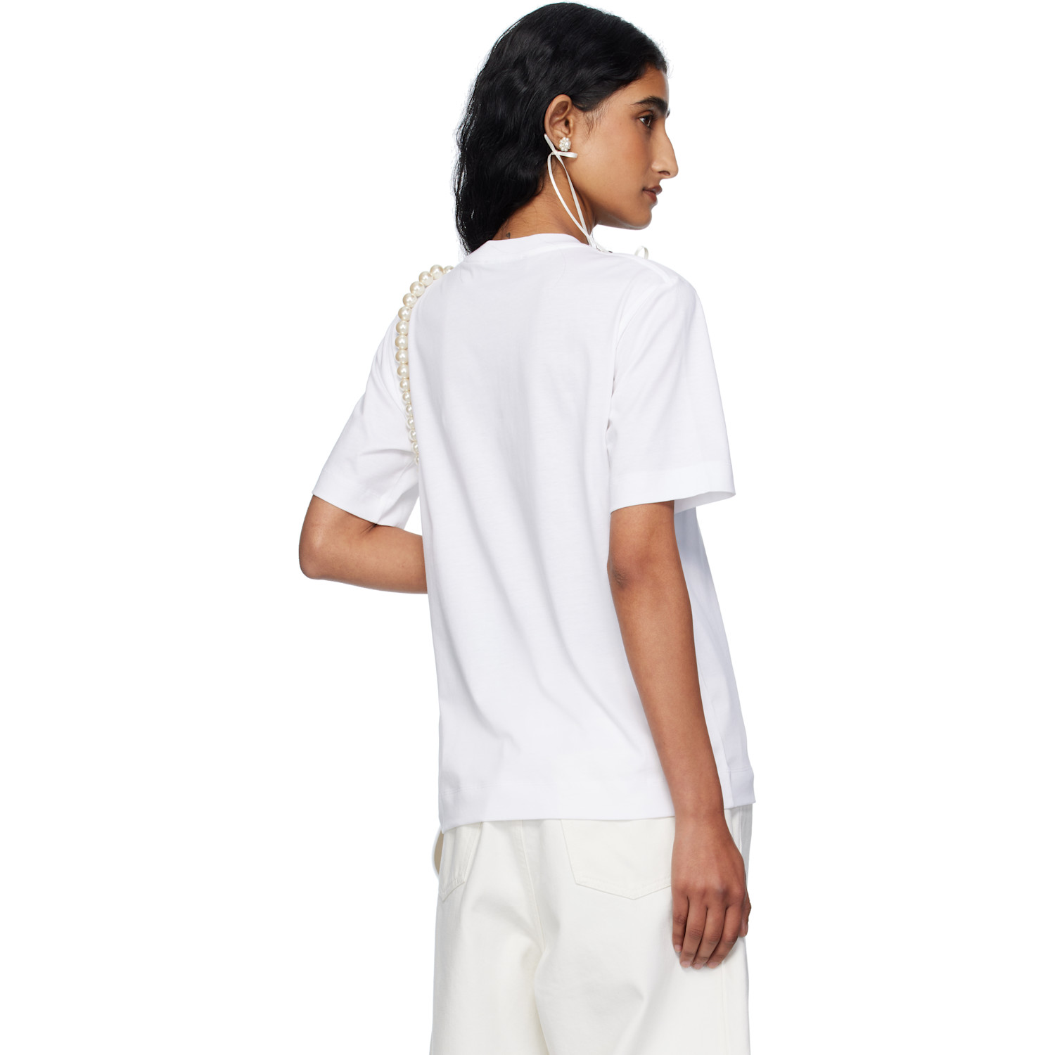  Simone Rocha White Pearl & Chain Boy T-shirt 