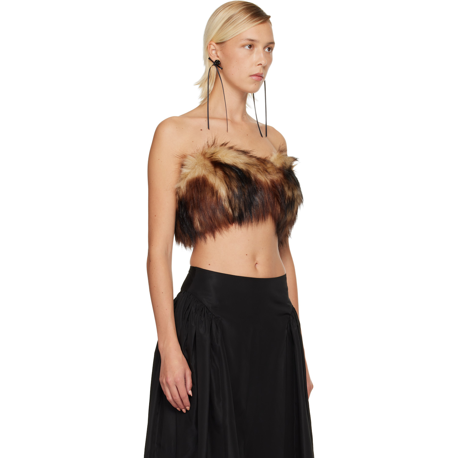  Simone Rocha Brown Faux Fur Bandeau Top 