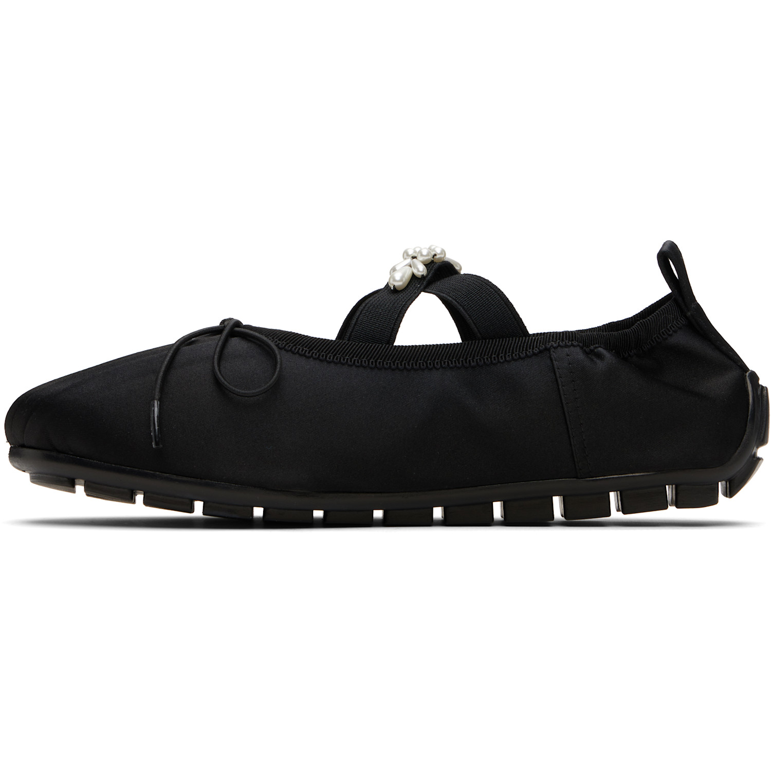  Simone Rocha Black Embellished Grip Ballerina Flats 