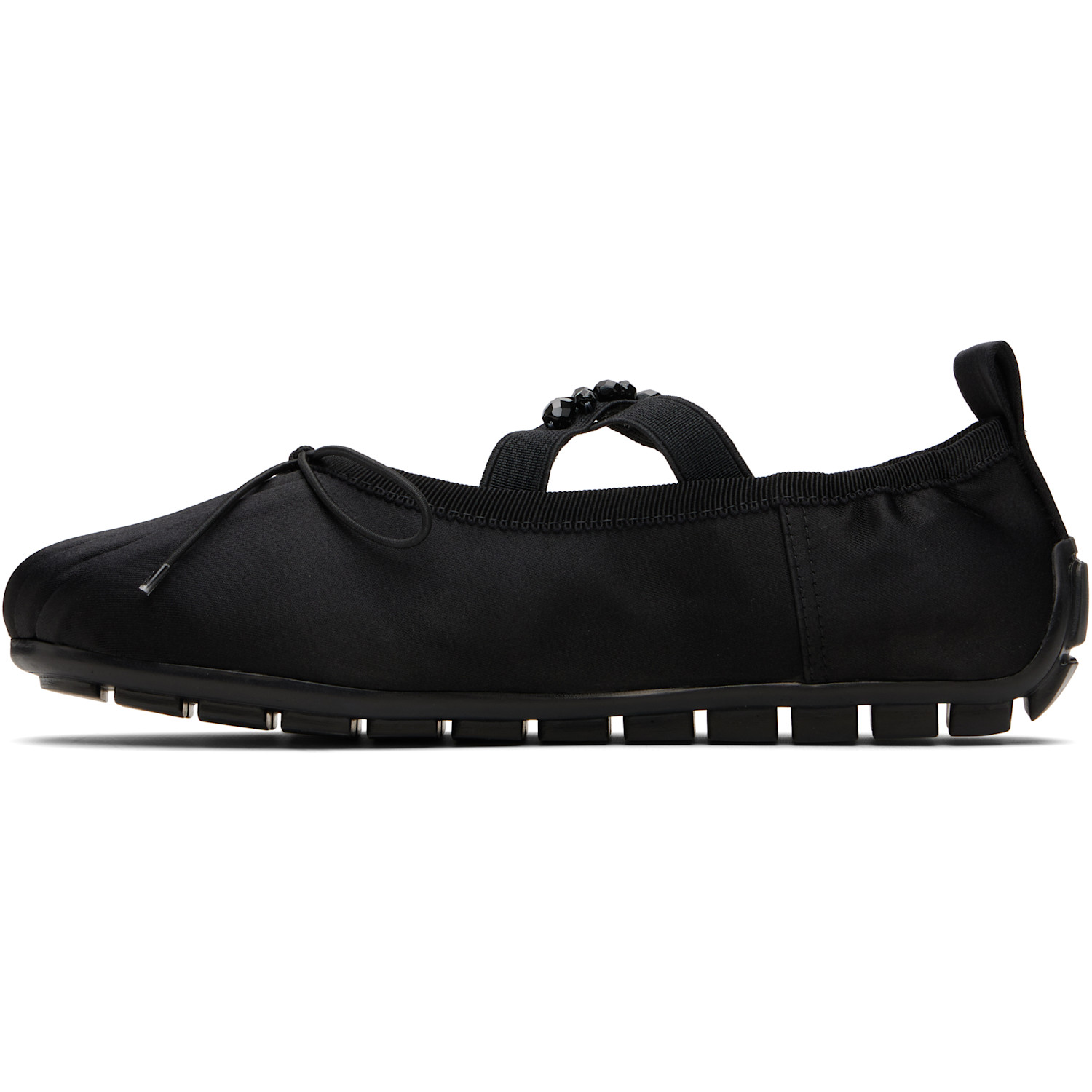  Simone Rocha Black Embellished Grip Ballerina Flats 