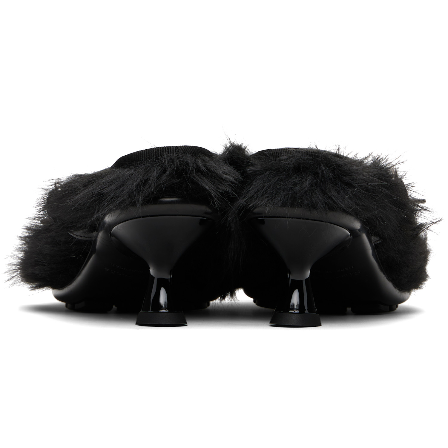  Simone Rocha Black Faux Fur Grip Mule Heels 