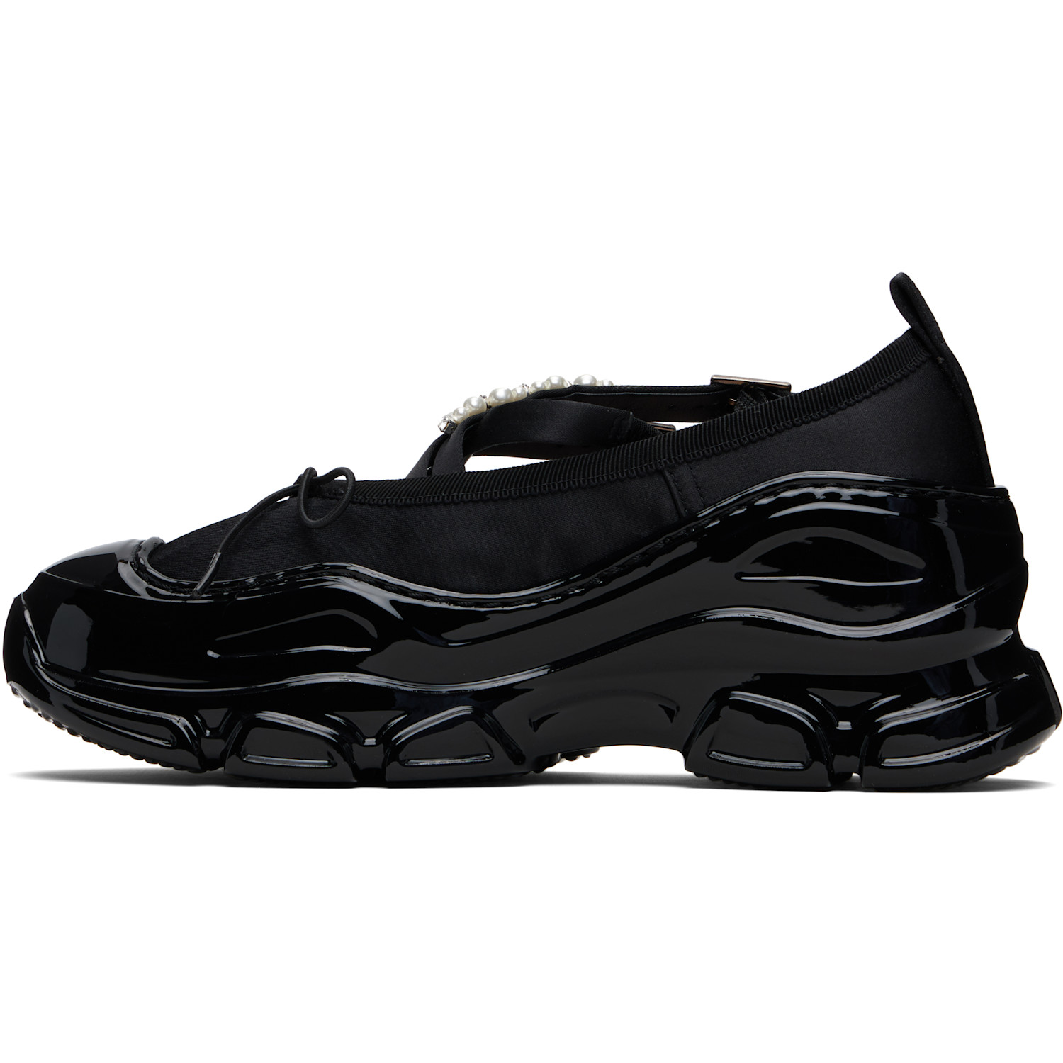  Simone Rocha Black Beaded Tracker Ballerina Flats 