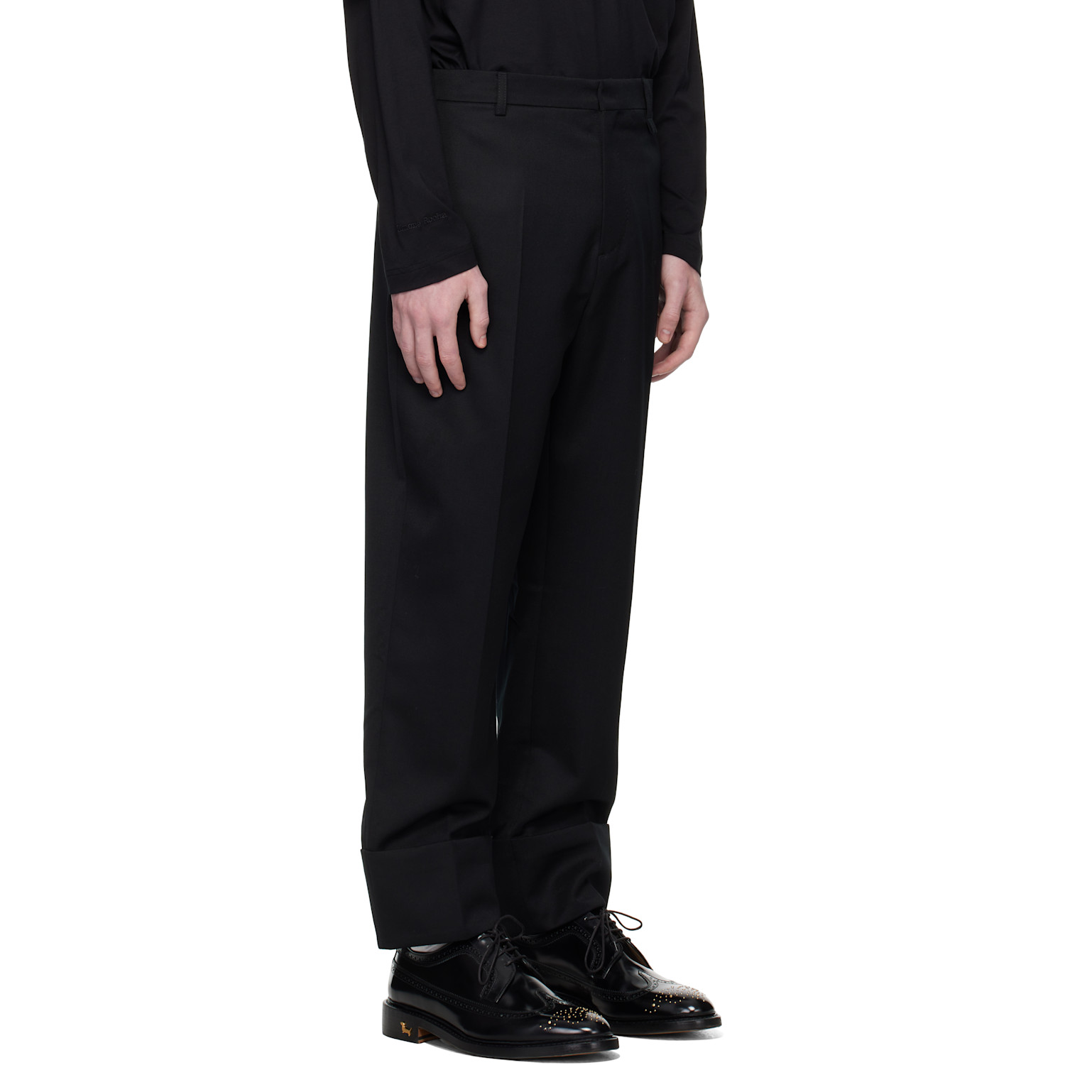  Simone Rocha Black Cuffed Straight Leg Trousers 