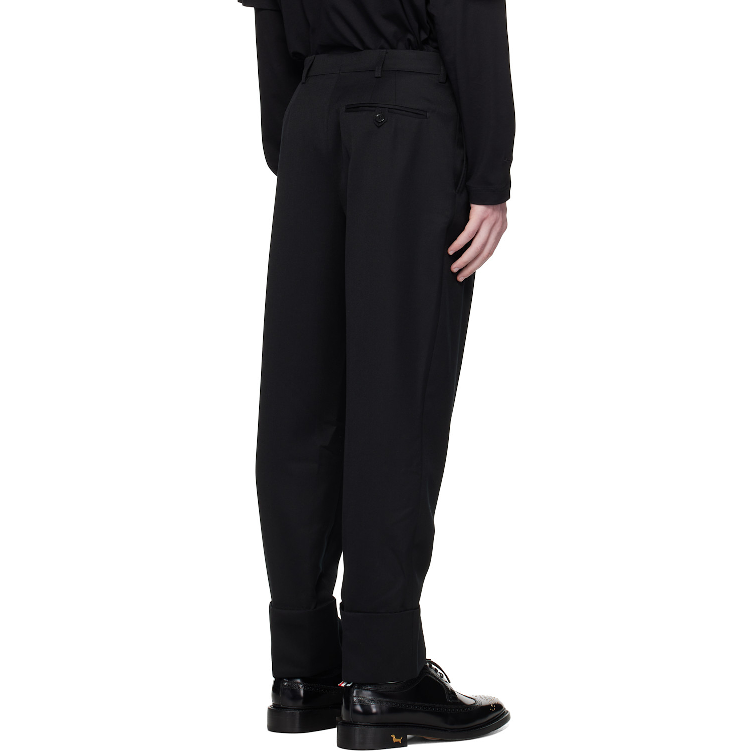  Simone Rocha Black Cuffed Straight Leg Trousers 