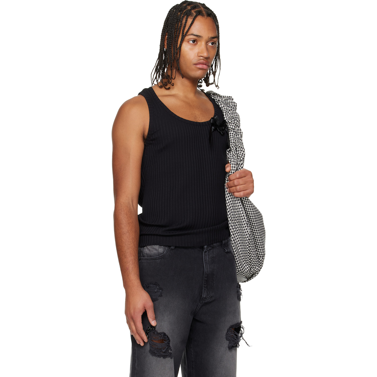  Simone Rocha Black Ribbon Daisy Tank Top 