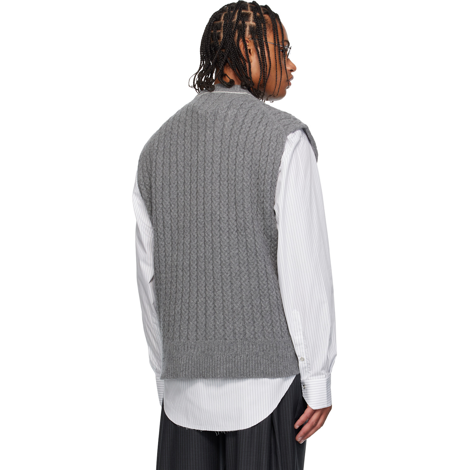  Sonia Carrasco Gray Cable Knit Sweater Vest 