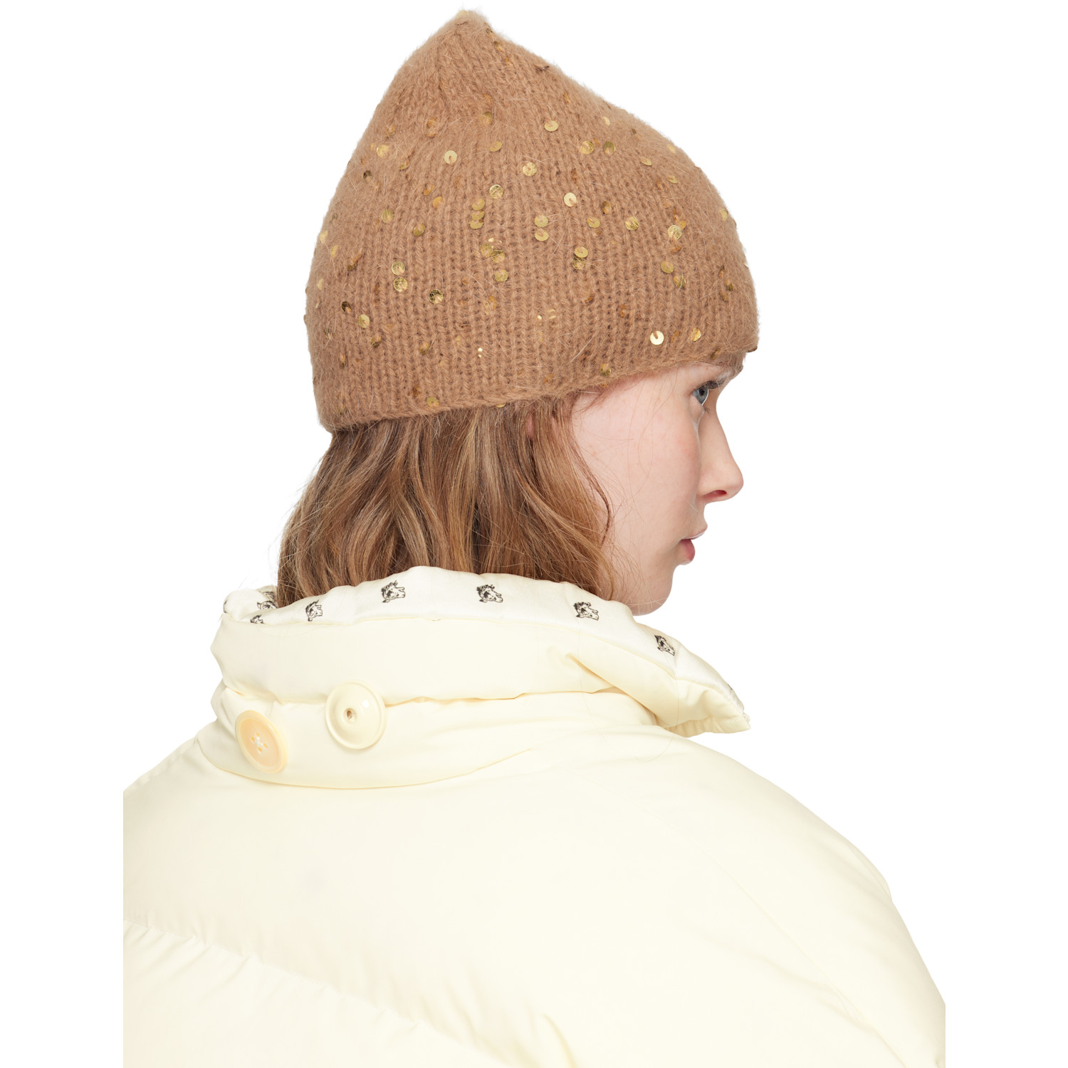  Undercover Beige Sequin Beanie 