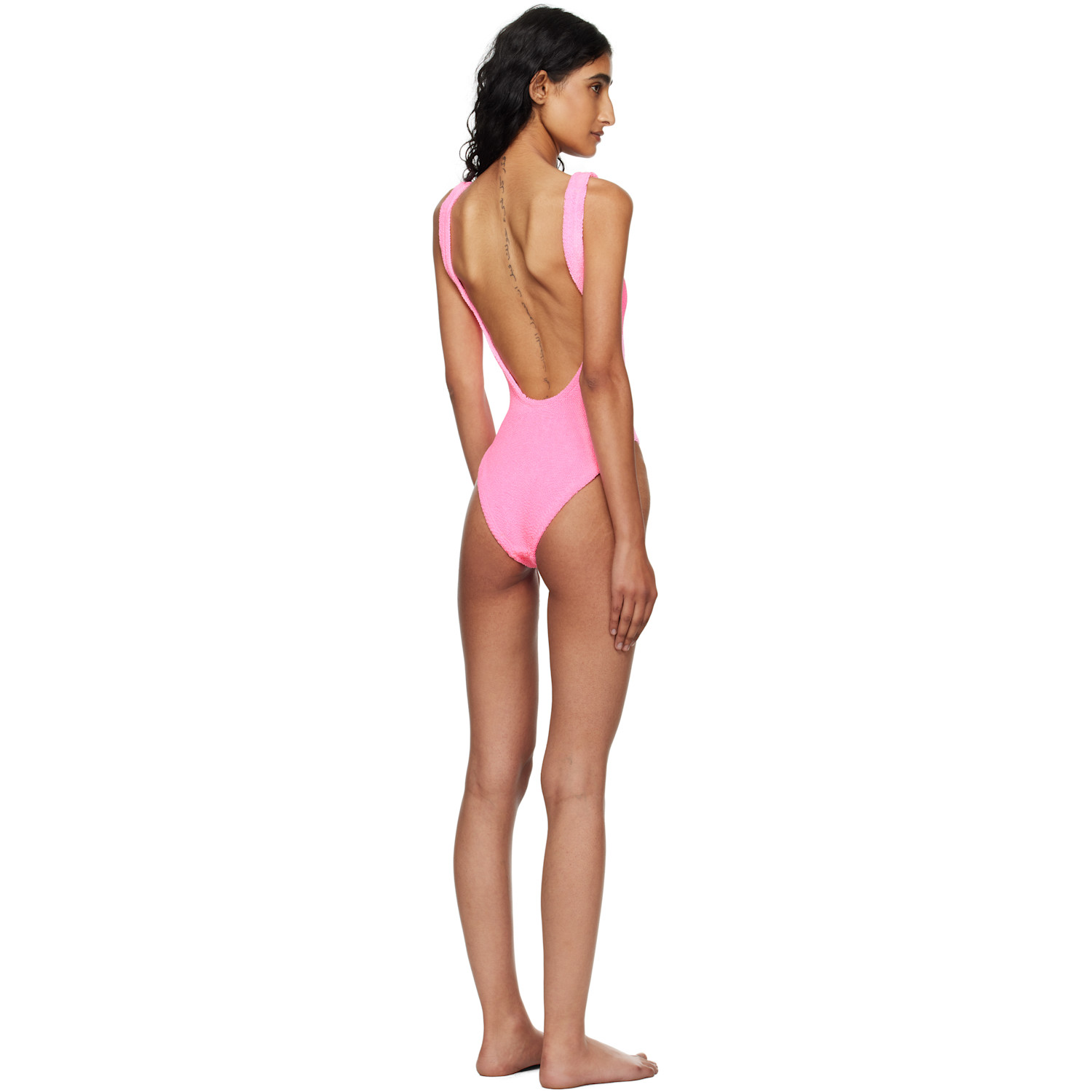  Hunza G Pink Square Neck Swimsuit 