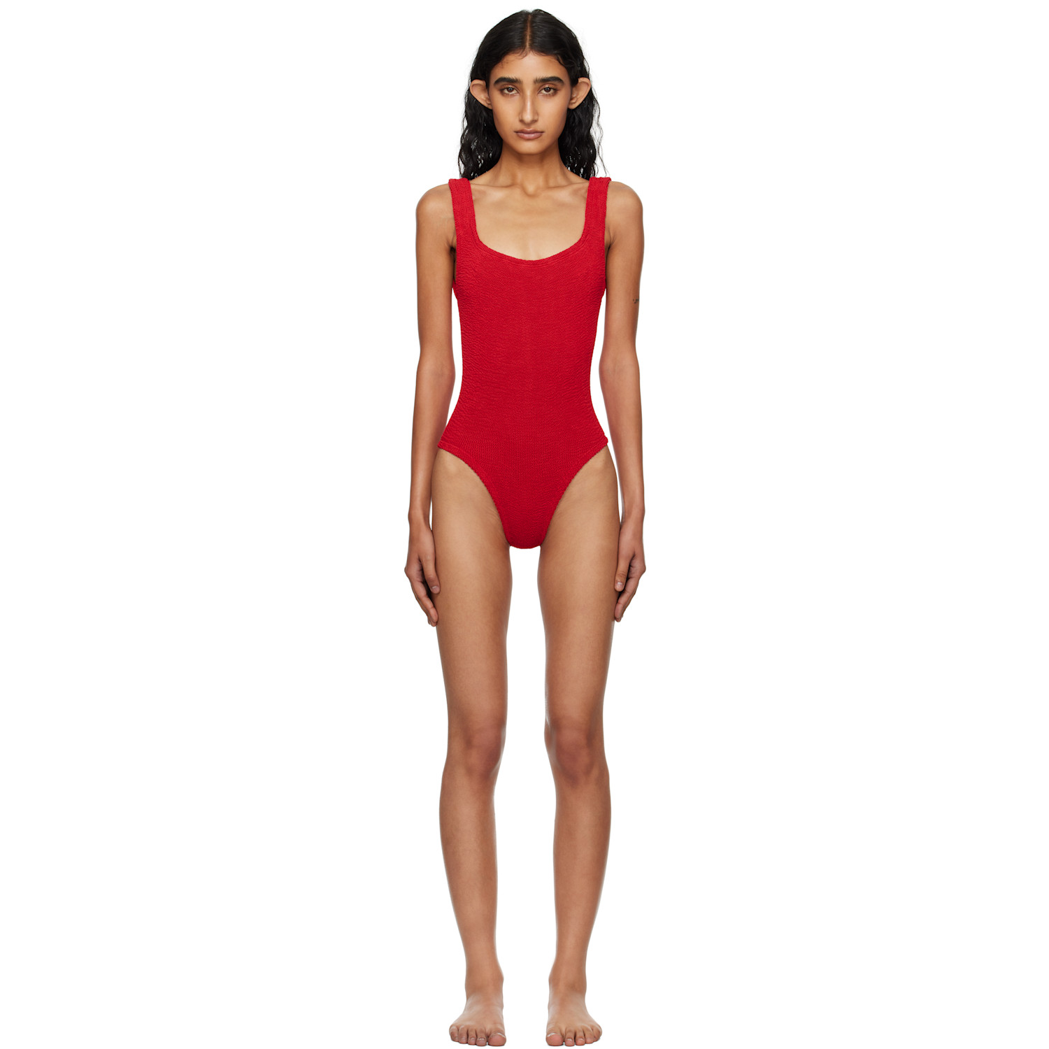 Hunza G Red Square Neck Swimsuit