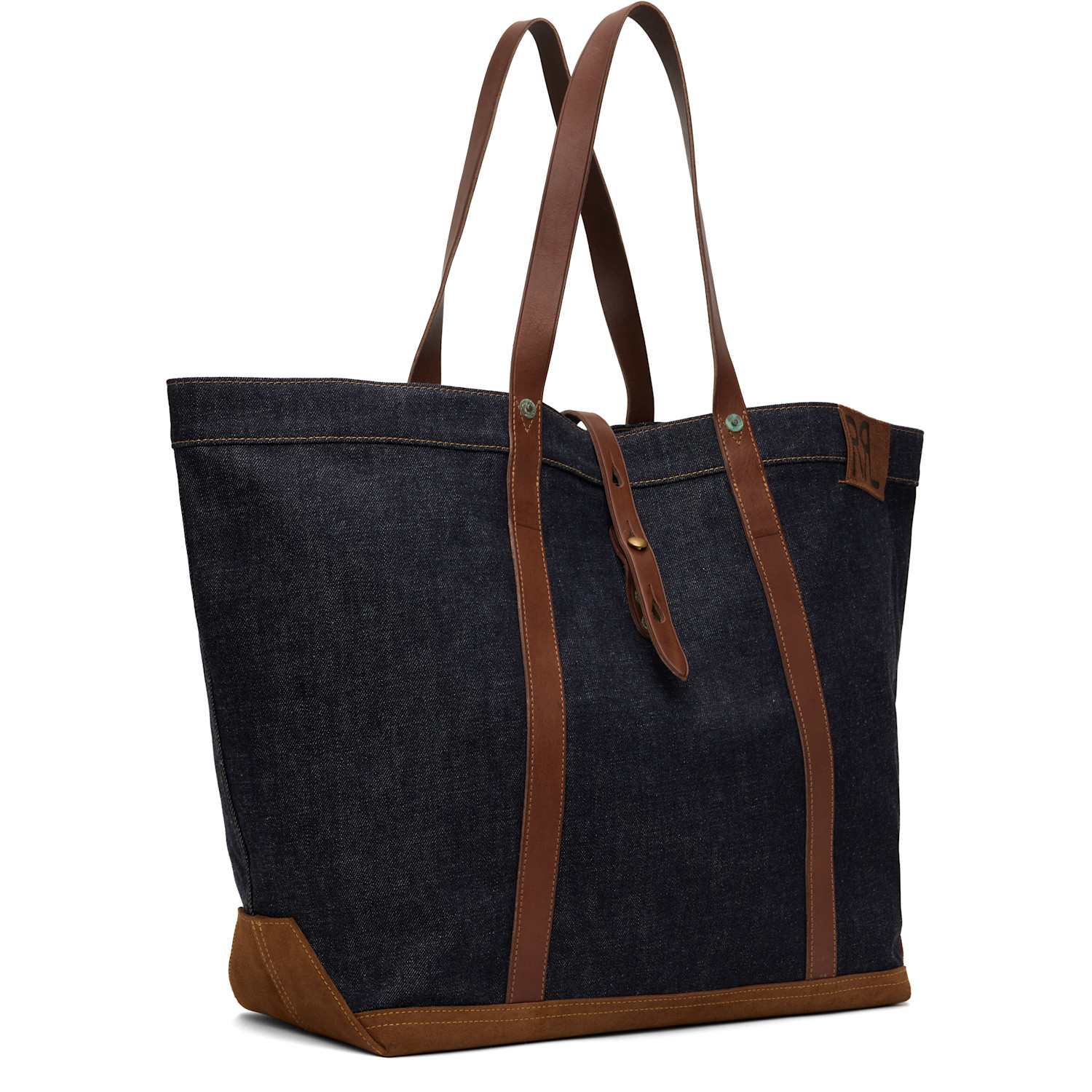  Rrl Indigo Leather-trim Denim Tote 