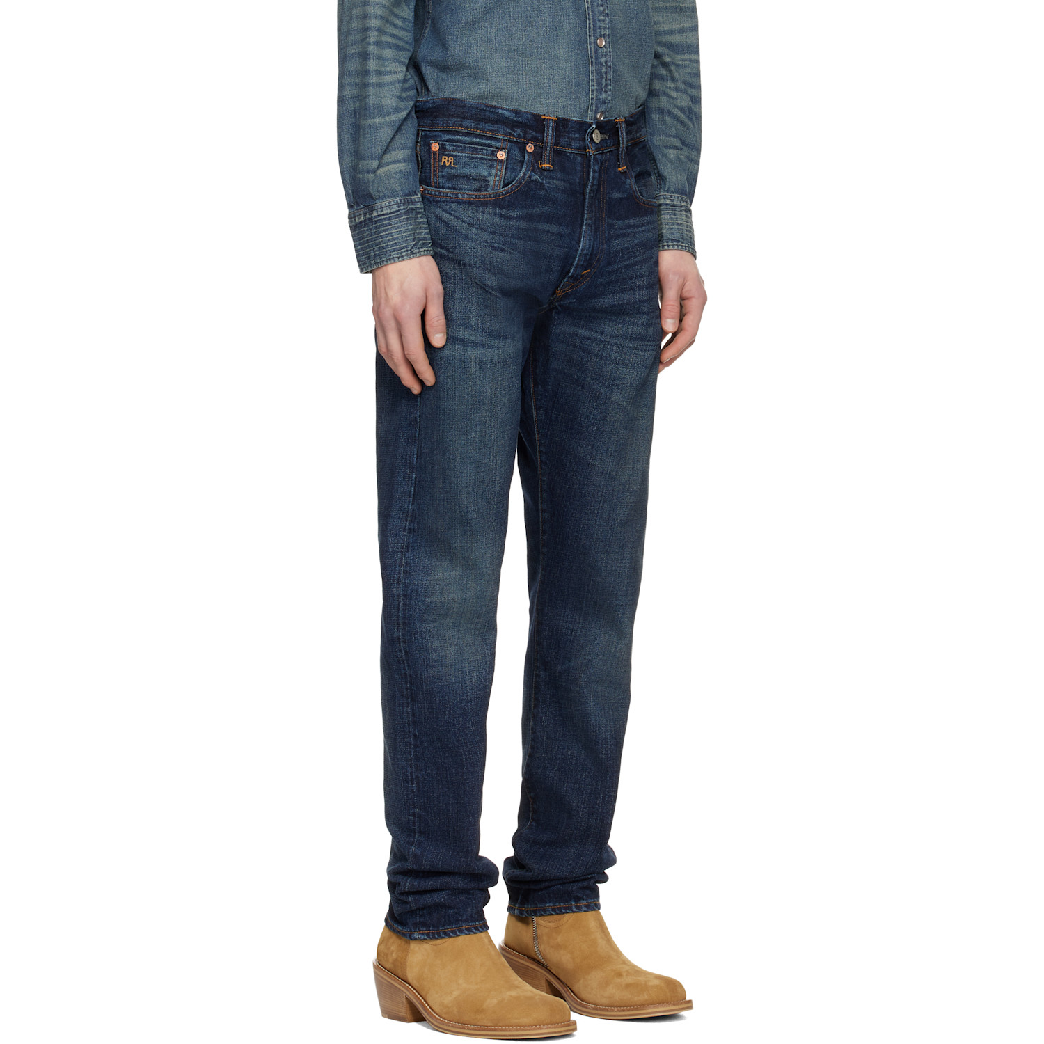  Rrl Navy High Slim Bayview Selvedge Jeans 