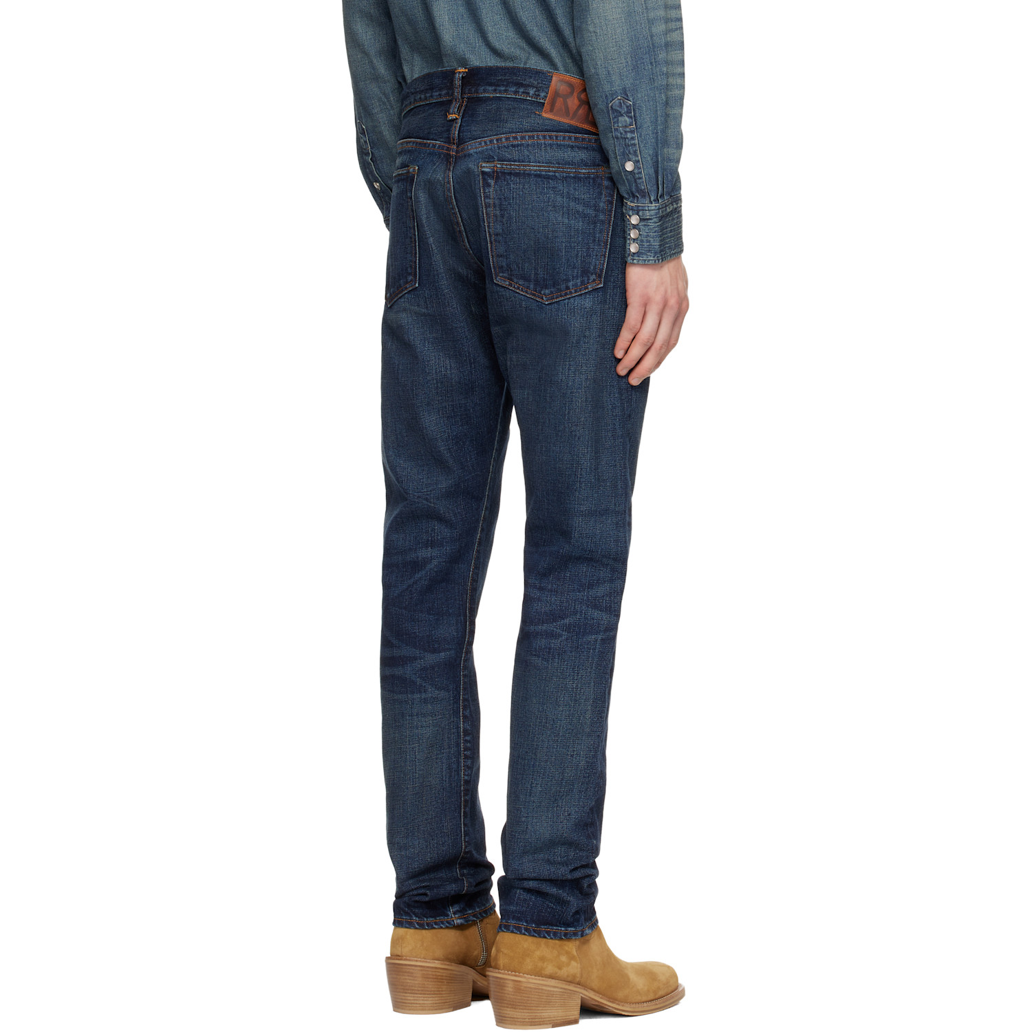  Rrl Navy High Slim Bayview Selvedge Jeans 