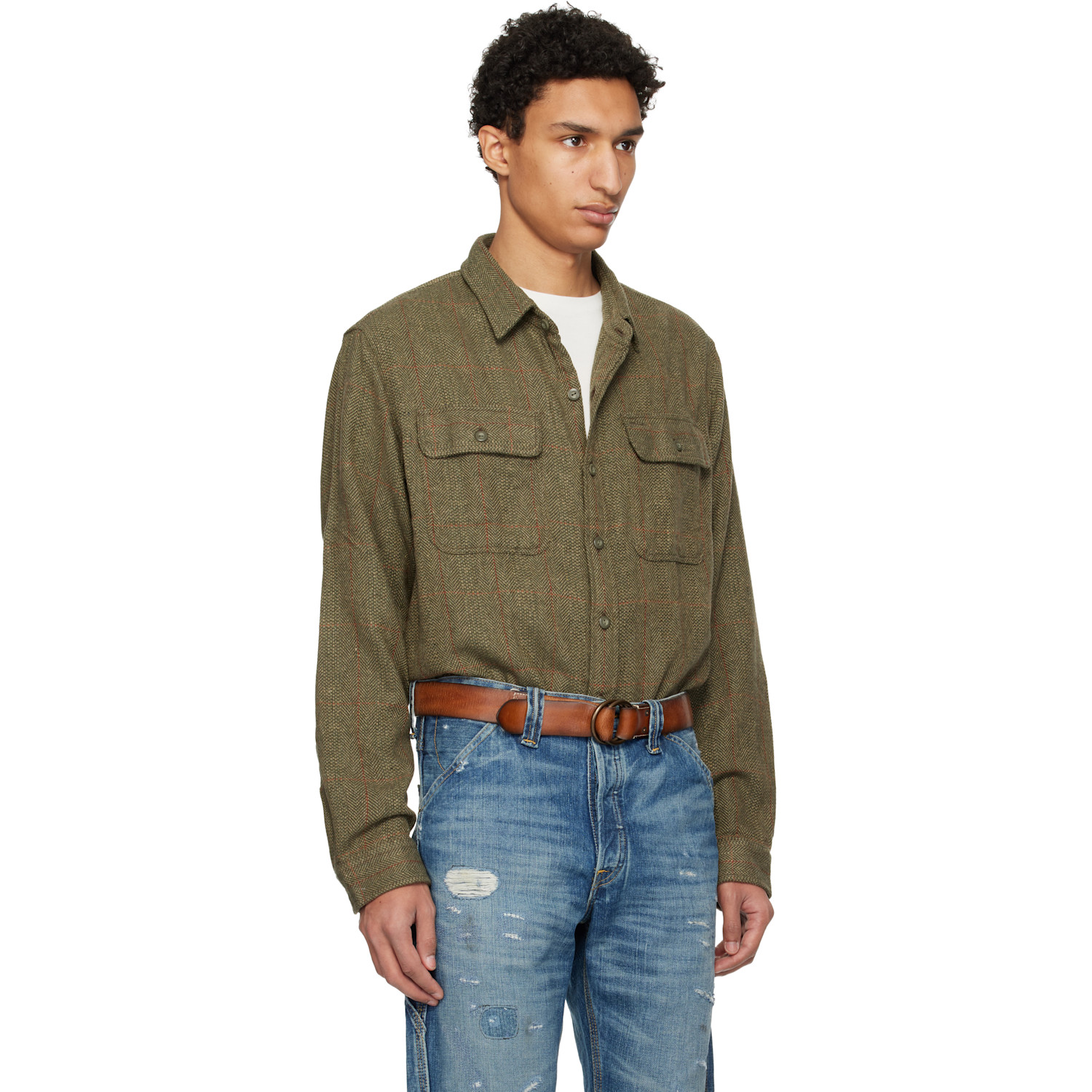  Rrl Khaki Grayson Ws Sport Shirt 