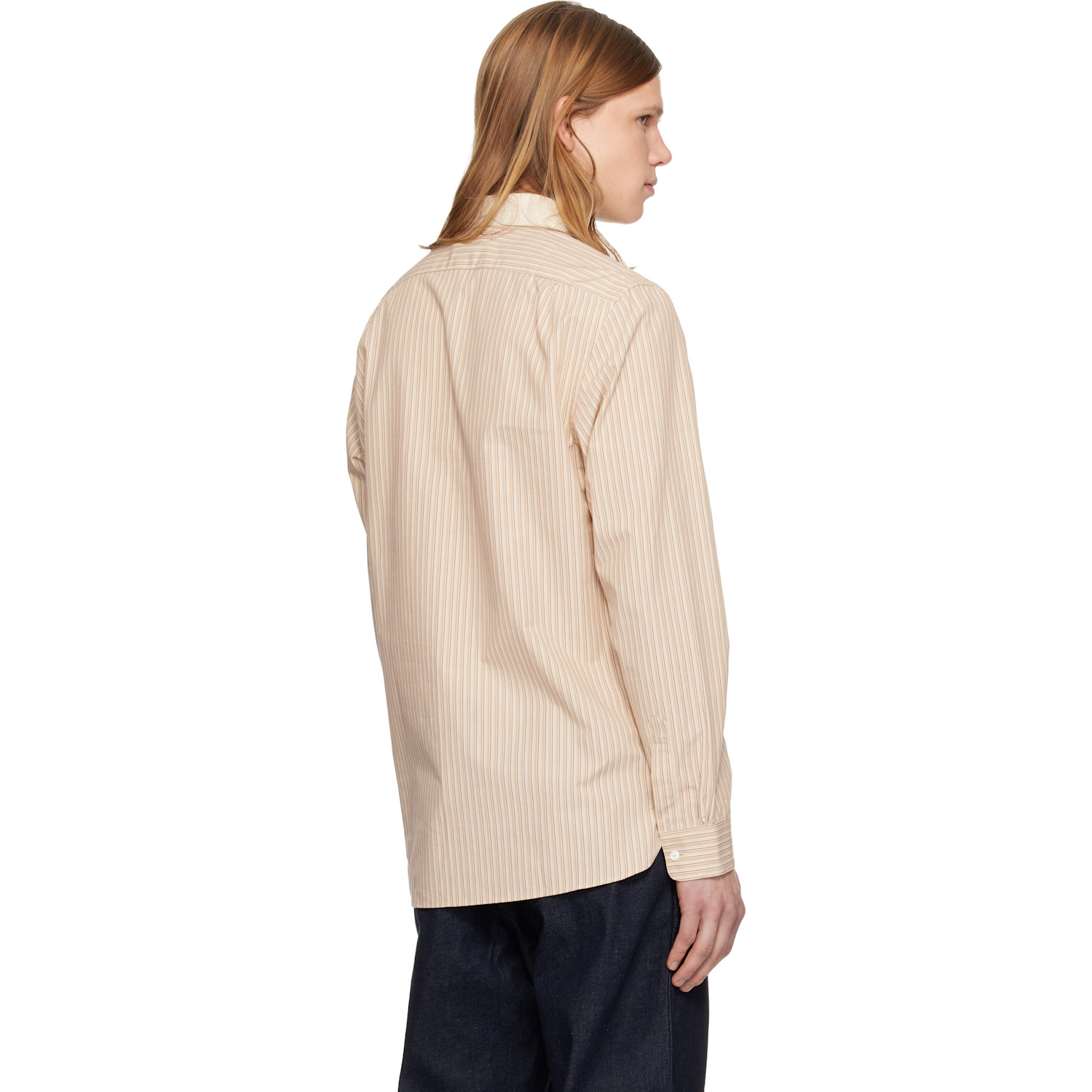  Rrl Beige Slim Fit Striped Dobby Shirt 