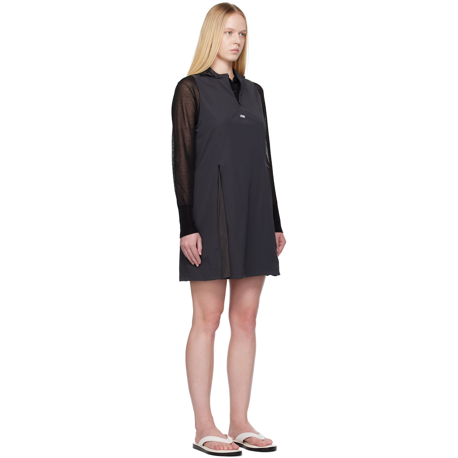  Amomento Gray Nylon Hooded Minidress 