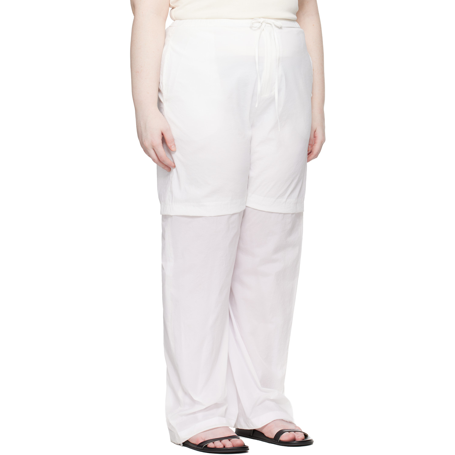  Amomento White Nylon Layered Trousers 