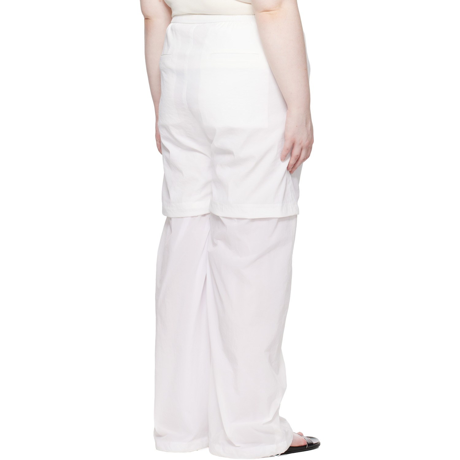  Amomento White Nylon Layered Trousers 