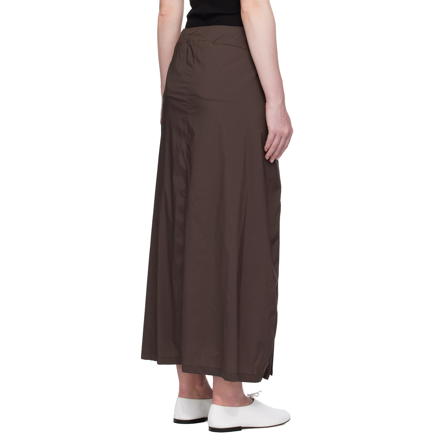  Amomento Brown Side Vent Long Maxi Skirt 