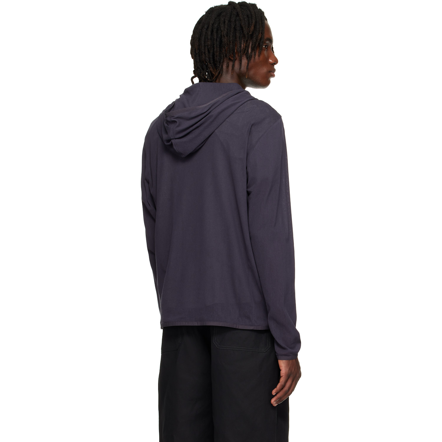  Amomento Gray Mesh Hooded Zip Jacket 