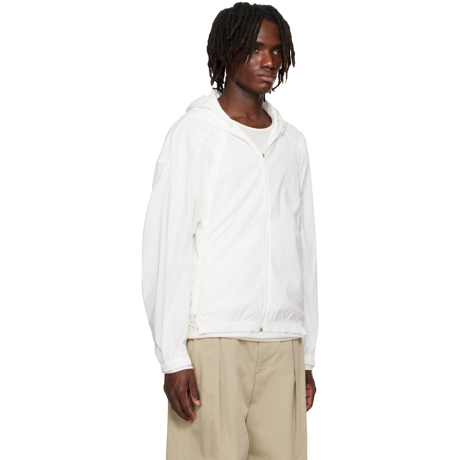  Amomento White Nylon Hooded Jacket 