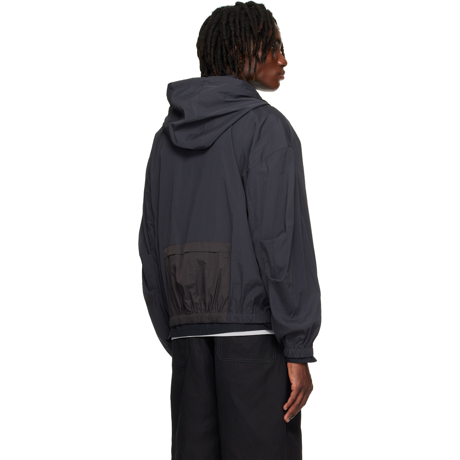  Amomento Gray Nylon Hooded Jacket 