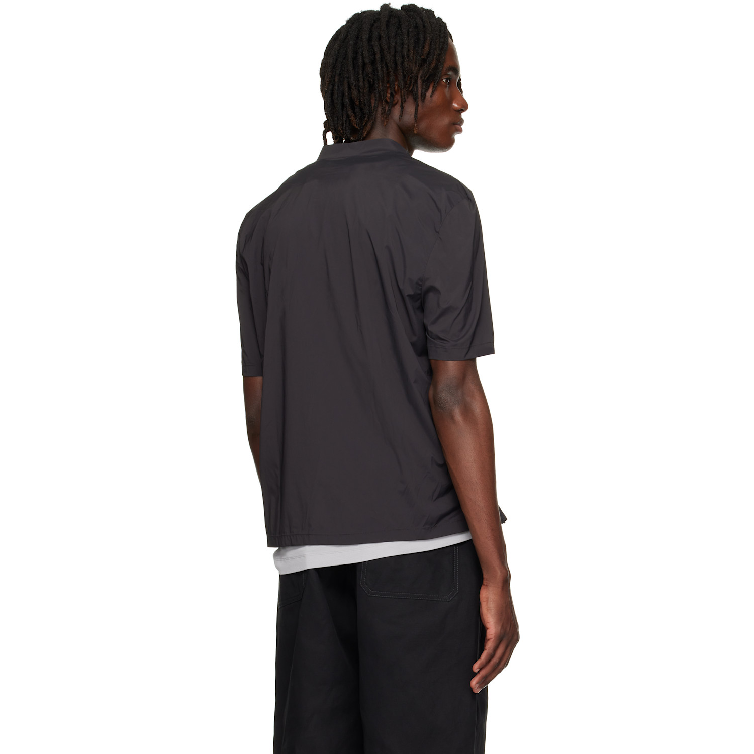  Amomento Gray Mock Neck Zip T-shirt 