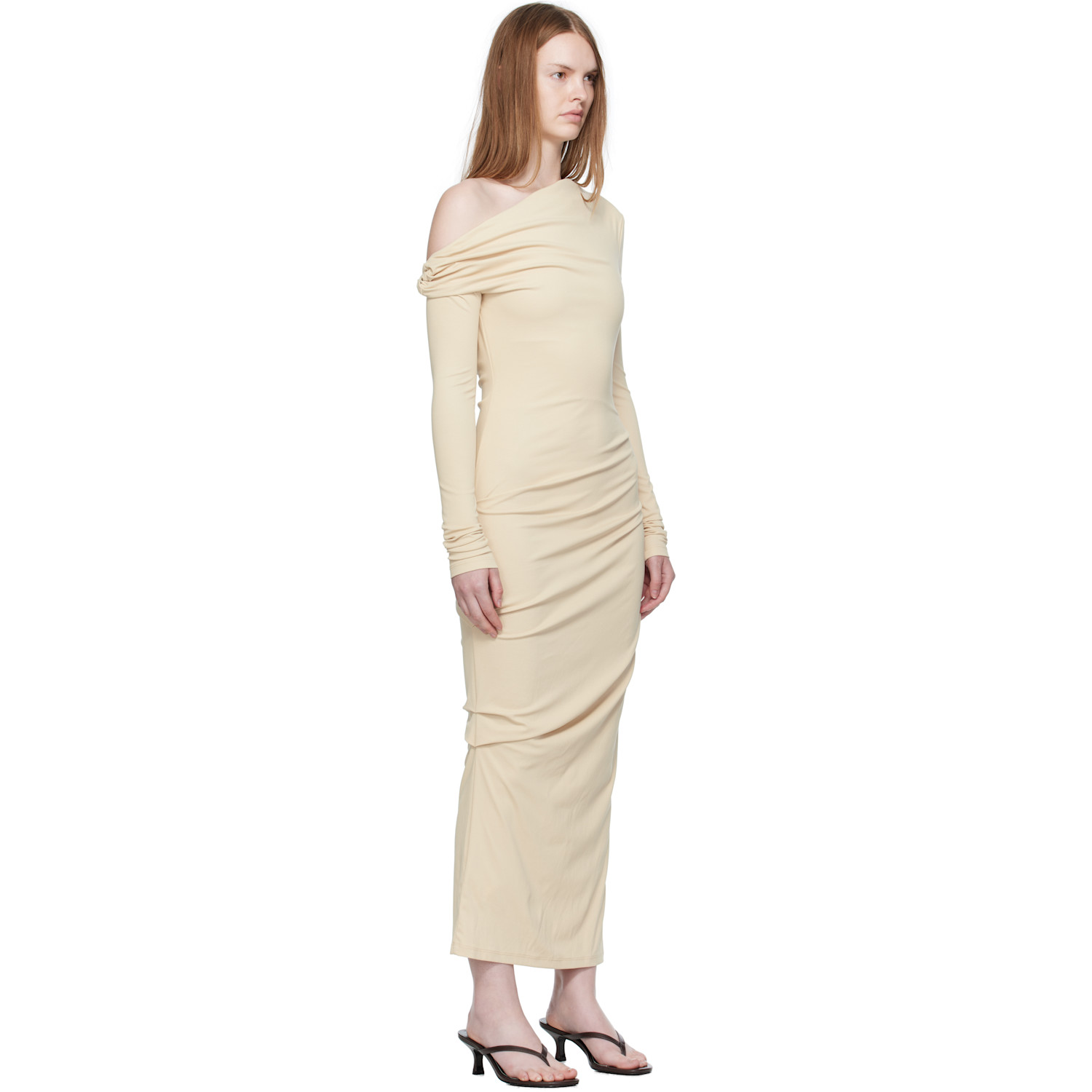  Paris Georgia Beige Elemental Manahou Midi Dress 