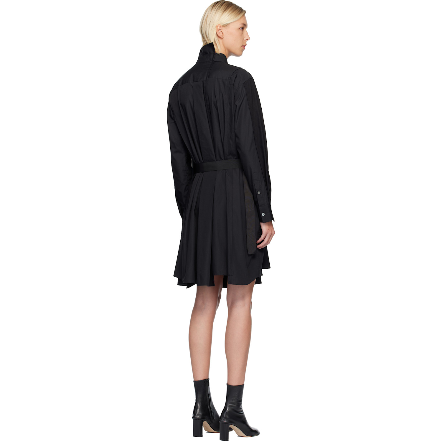  Sacai Black Poplin Midi Dress 