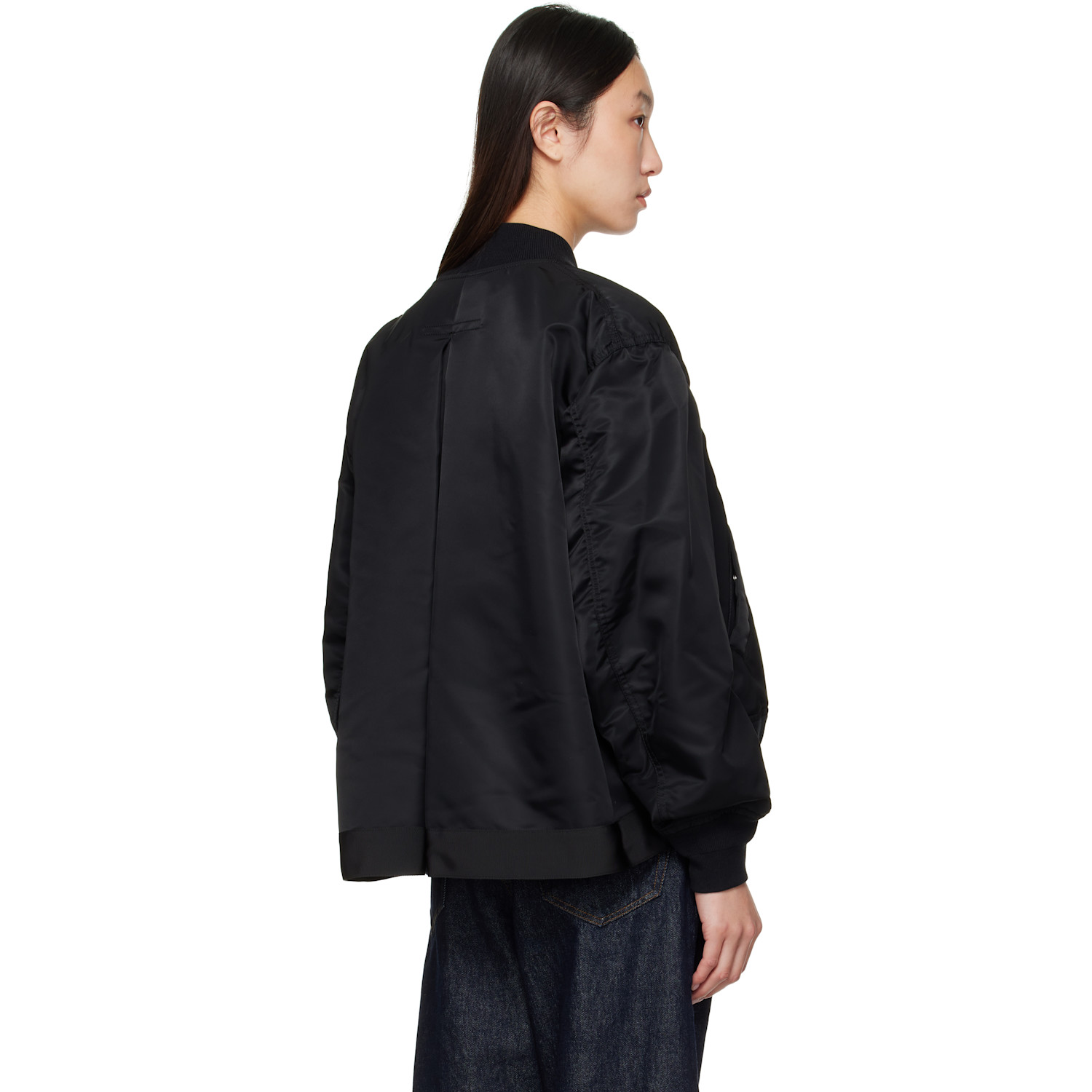  Sacai Black Nylon Twill Bomber Jacket 