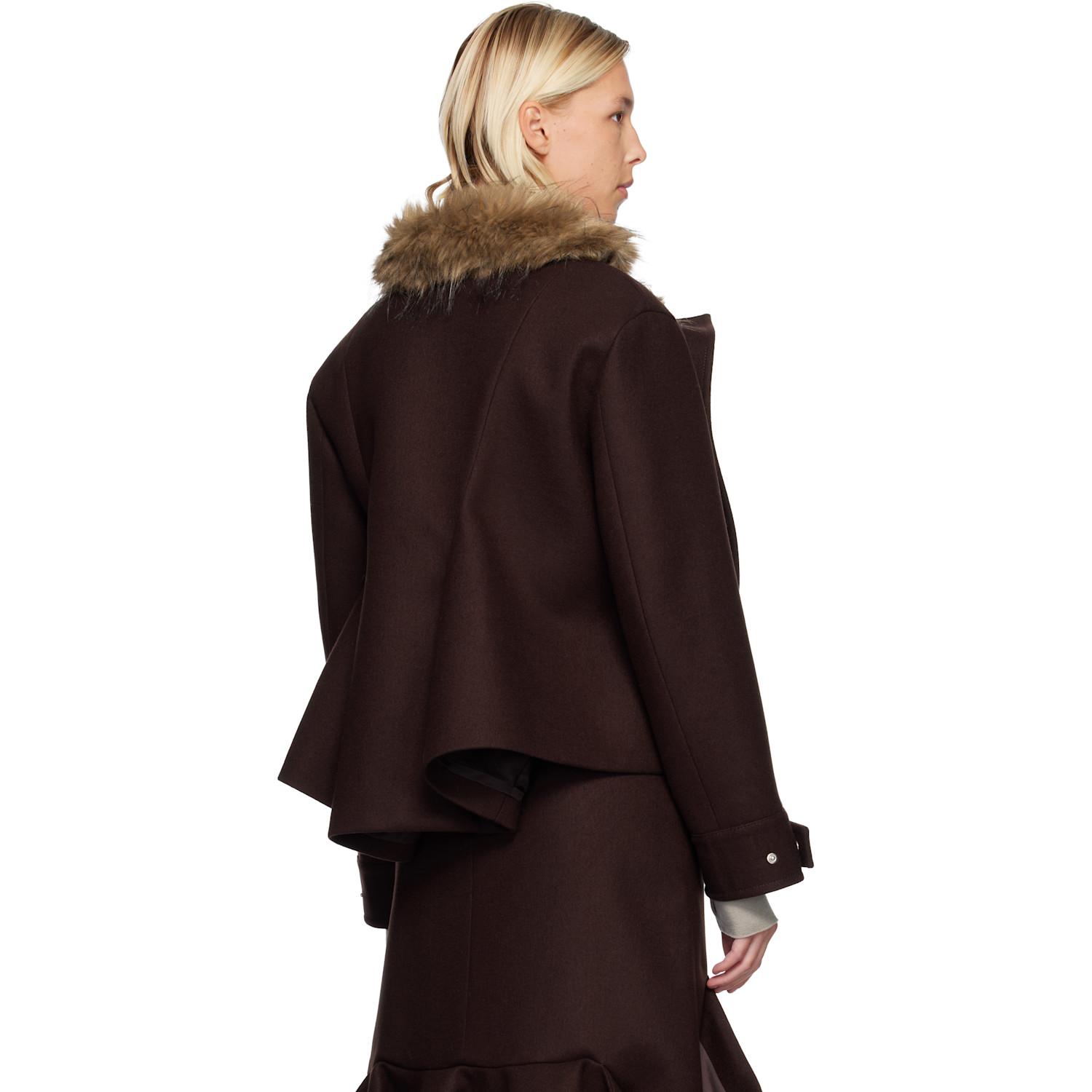 Sacai Brown Wool Melton Blouson Jacket 
