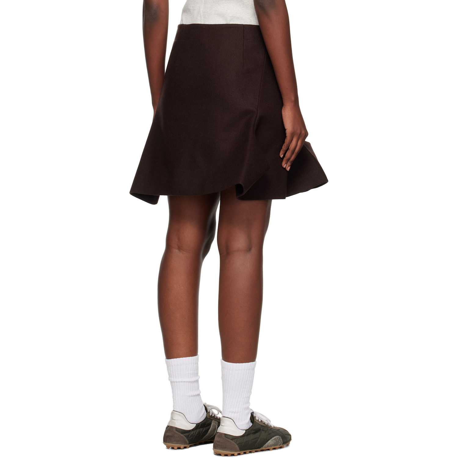  Sacai Brown Wool Melton Miniskirt 