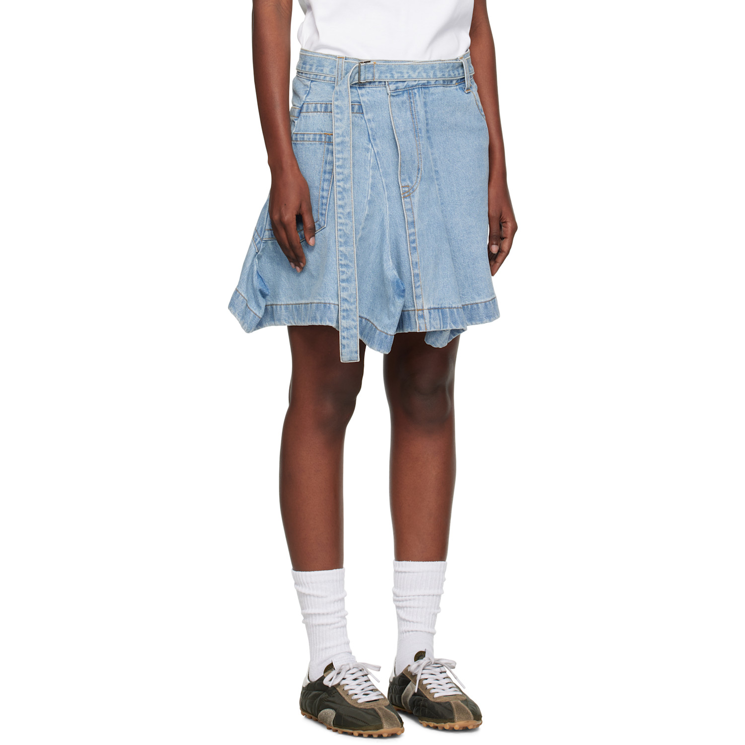  Sacai Blue Asymmetrical Denim Miniskirt 