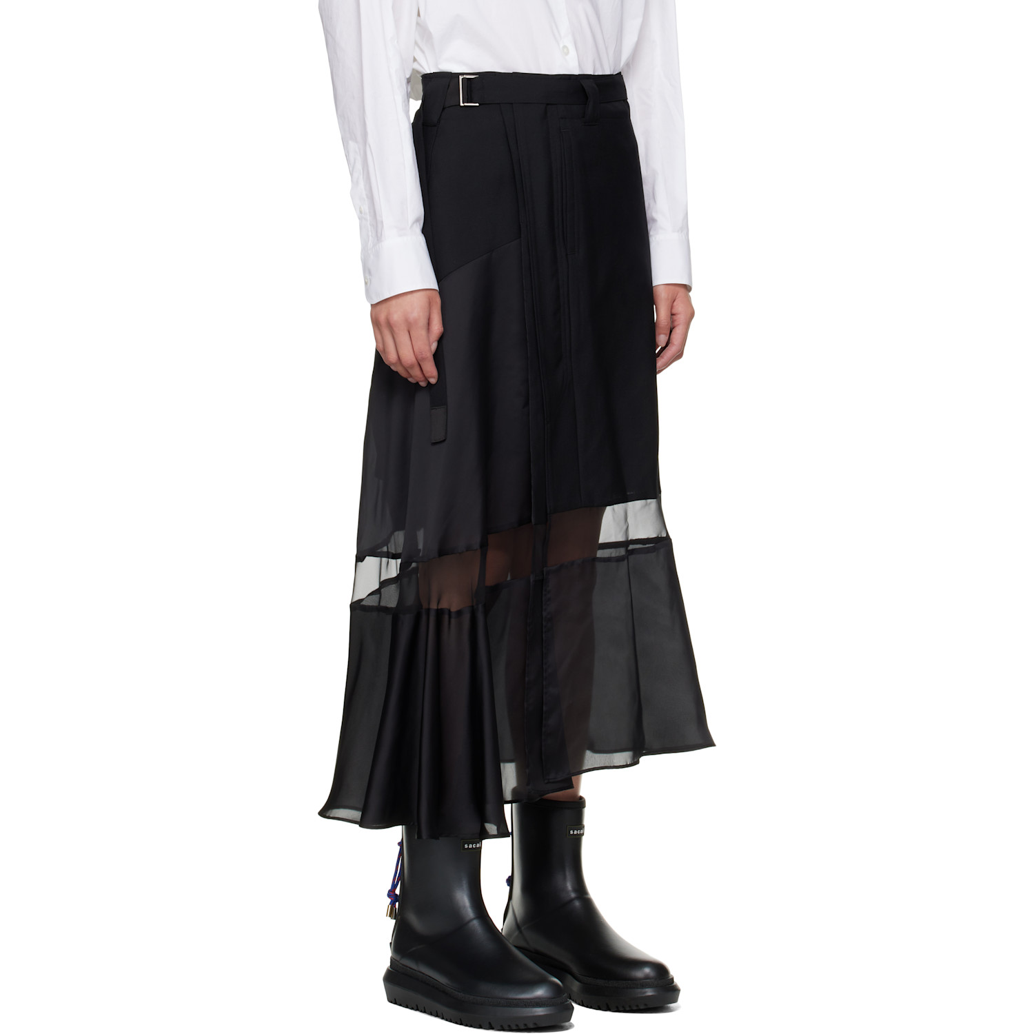  Sacai Black Suiting Midi Skirt 