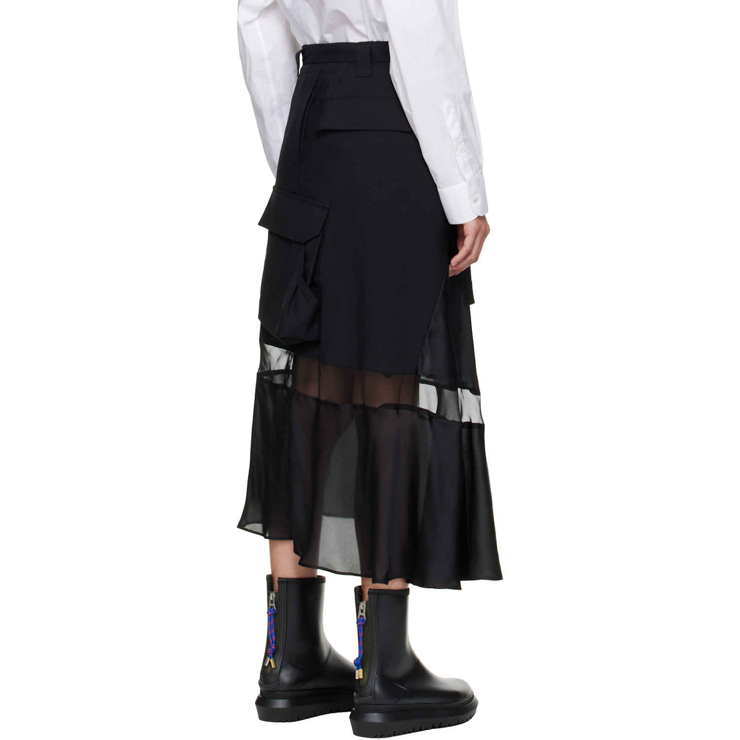  Sacai Black Suiting Midi Skirt 