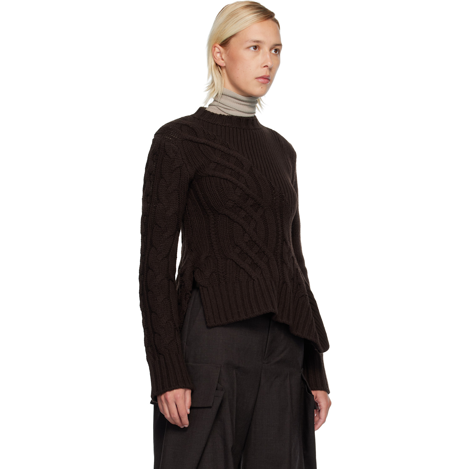  Sacai Brown Wool Knit Sweater 