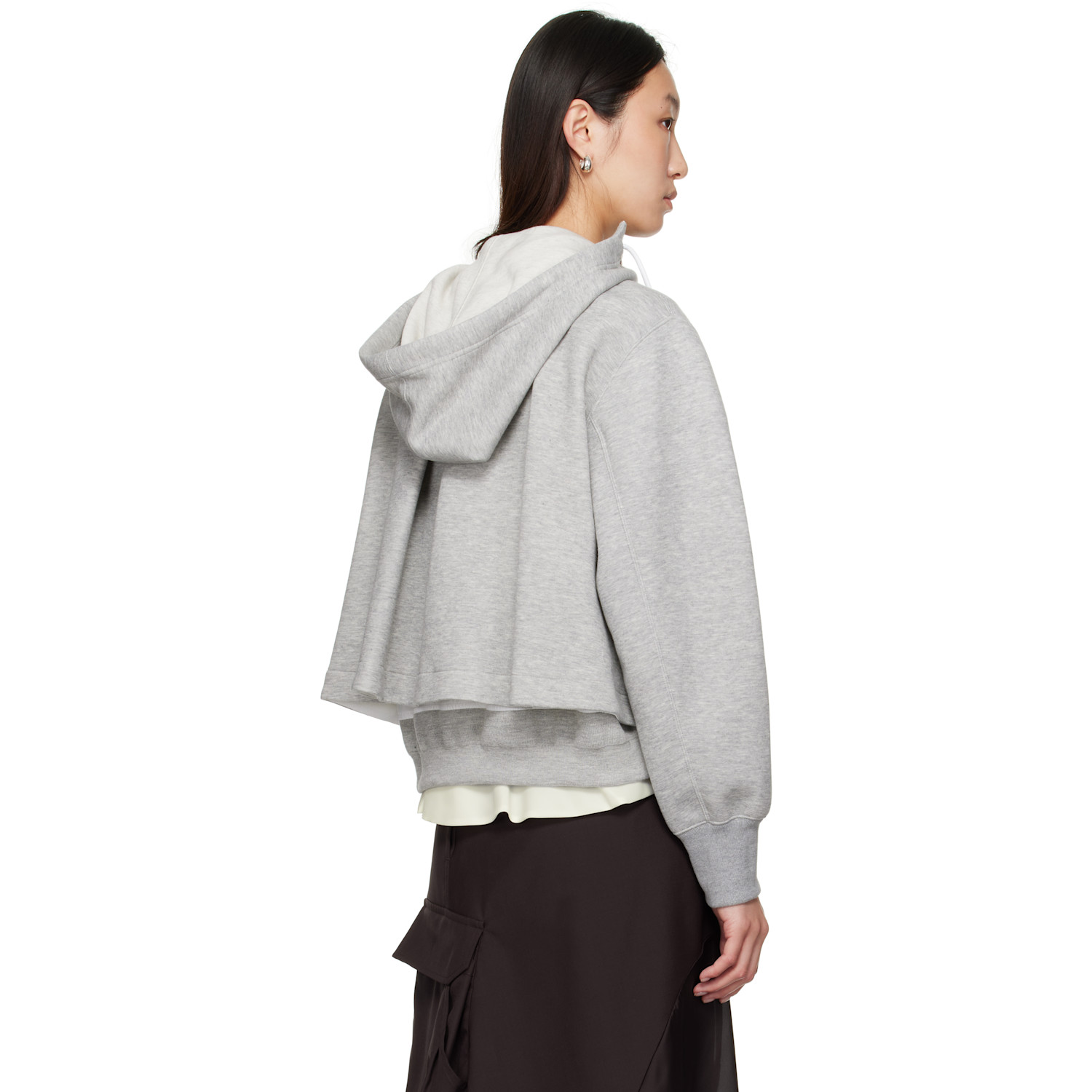  Sacai Gray Sponge Sweat X Nylon Twill Hoodie 